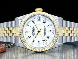 Rolex Datejust 31 Bianco Jubilee 68273 White Milk Roman Diamonds